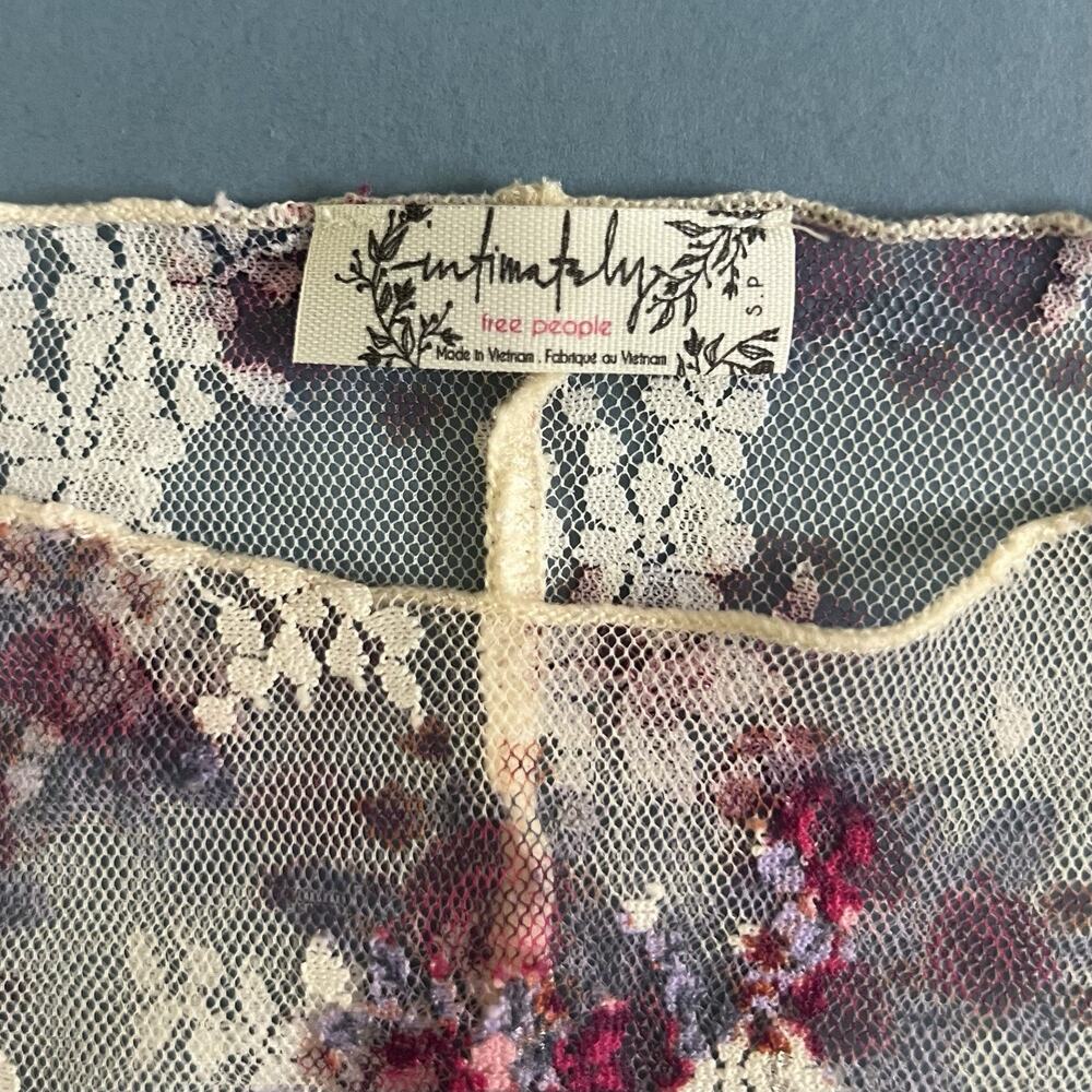 NWT Free People Lady Lux Ivory Combo Sheer Mesh Printed Layering Top - Picture 8 of 9